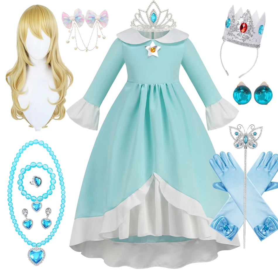 Princess Role Playing Rosalina Costume For Girls Halloween Child Stage Performance Clothes Kids Birthday Carnival Party Outfits