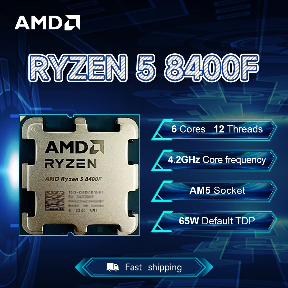 NEW AMD Ryzen 5 8400F 4.2GHz 4NM L3=16M Processor 65W Socket AM5 6-Core 12-Thread R5 8400F DDR5 but without fan