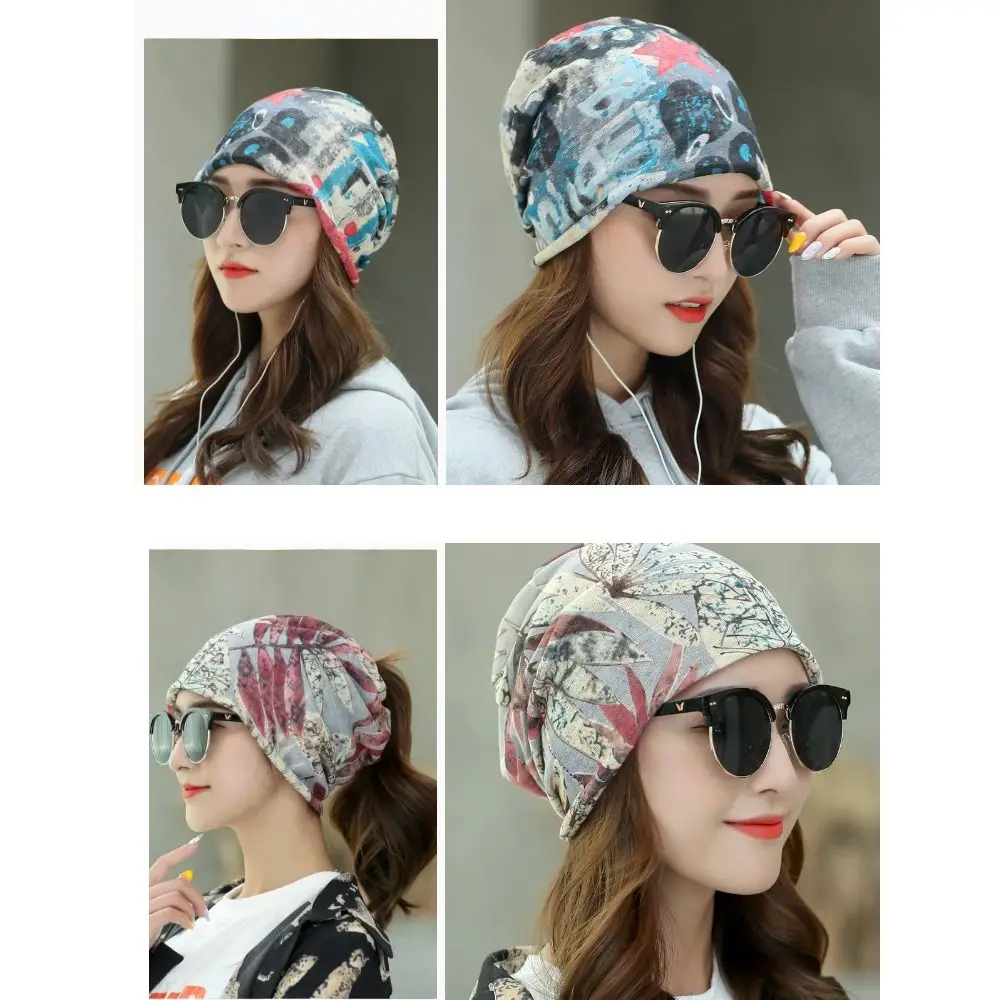 Collar Summer Hat Head Wrap Lady Women  Cap Scarf Turban Stripe Hat Beanie Outdoor Cap Ruffle Cancer Hat