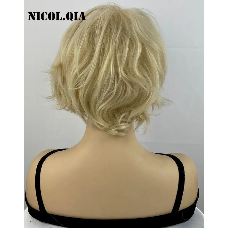 Perruques synthétiques blondes ondulées de longueur moyenne pour femmes, perruques naturelles tendance