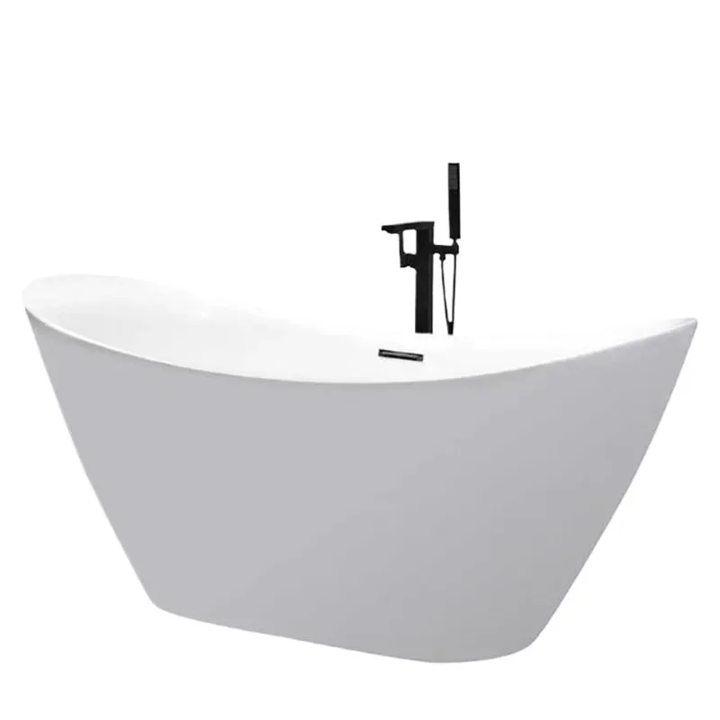 Freestanding Acrylic Ingot Bathtub Thin Edge Oval Soaking Tub for Couples Home Hotel Bathroom Modern Design
