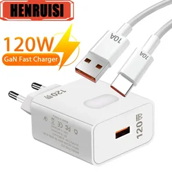 120W GaN USB C Charger QC3.0 Quick Charge Mobile Phones Charger Adaptor 10A Type C Cable For Xiaomi Samsung iPhone Fast Chargers