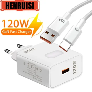 120W GaN USB C şarj QC3.0 hızlı şarj cep telefonları şarj adaptörü 10A tipi C kablo Xiaomi Samsung iPhone için hızlı şarj