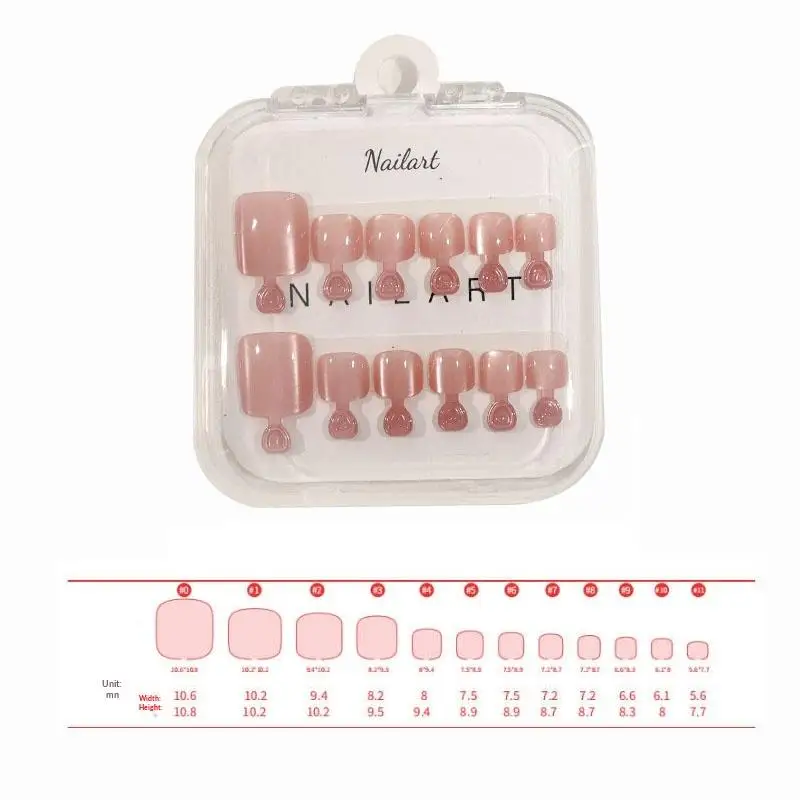 Cat Eye Toe False Nail Short Square 10pcs Colorful Press On Nails Quick Application for Women Fashion Nails Art Decor