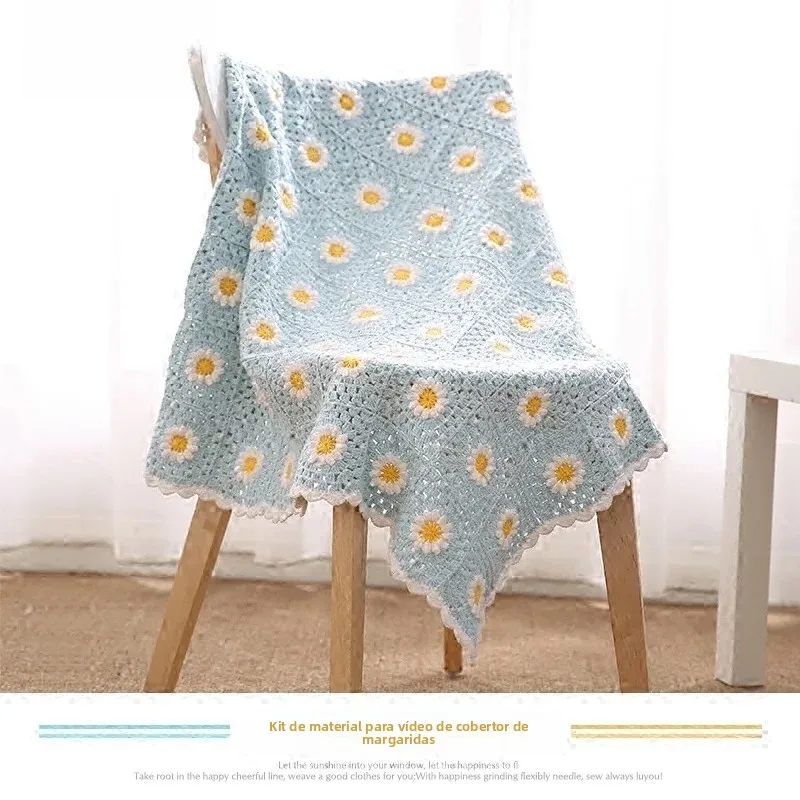 daisy-blanket-diy-crochet-kit-handmade-material-bundle-pregnancy-boredom-buster-yarn-box-set-for-knitting-hats-scarves-and-more