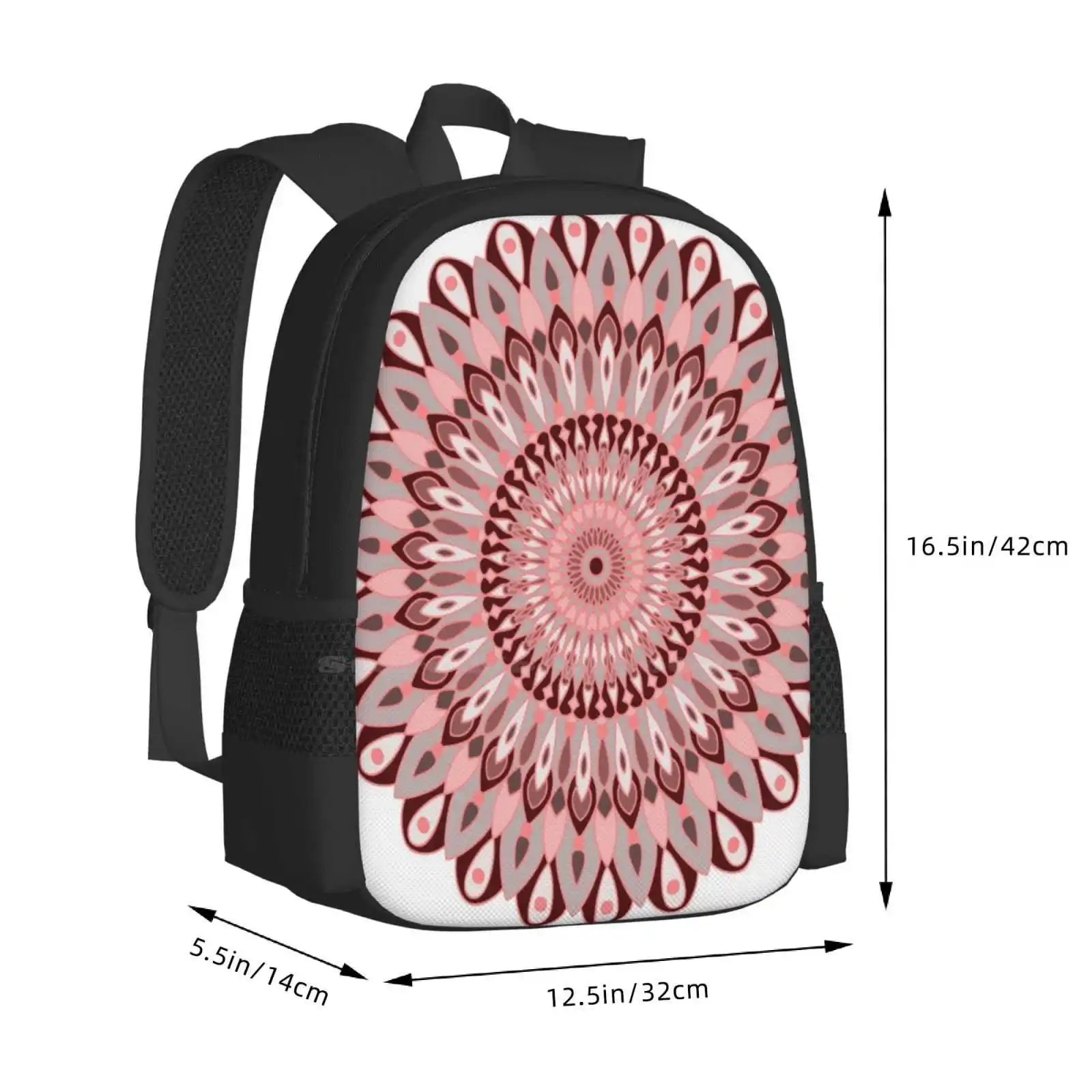 Różowo-szaro-wzór mandali torby szkolne z torbą różowa szaro Mandala święta geometria abstrakcyjna psychodeliczna