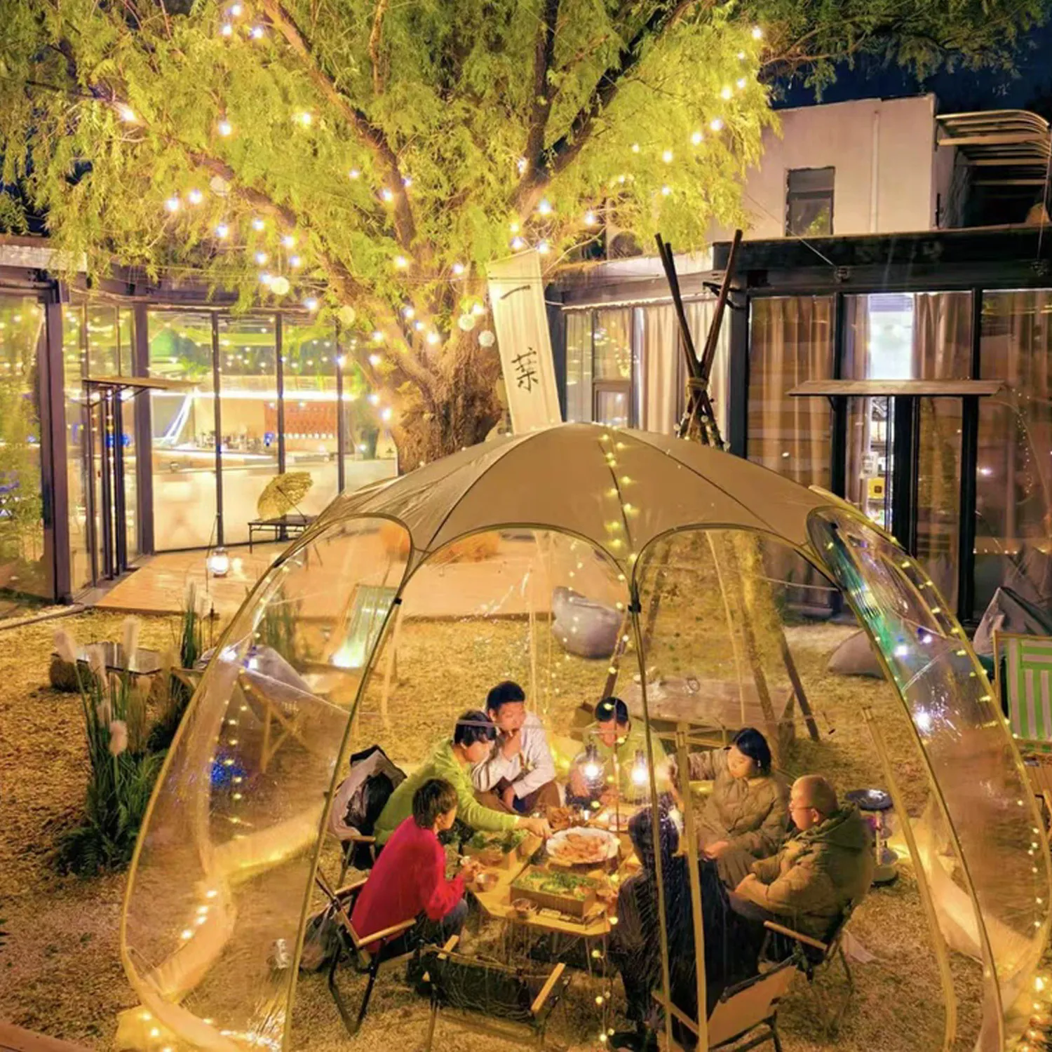 Inflatable Transparent Bubble Tent, PVC Dome House for Camping, Garden, Restaurant, Waterproof Windproof Sunroom Glamping