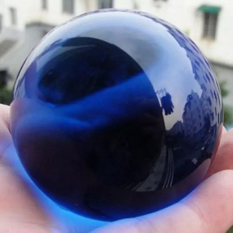 40MM Blue Crystal Ball Ornaments Asian Rare Natural Magic Glass Ball Healing Sphere Photography Decoration Home Decorative Balls