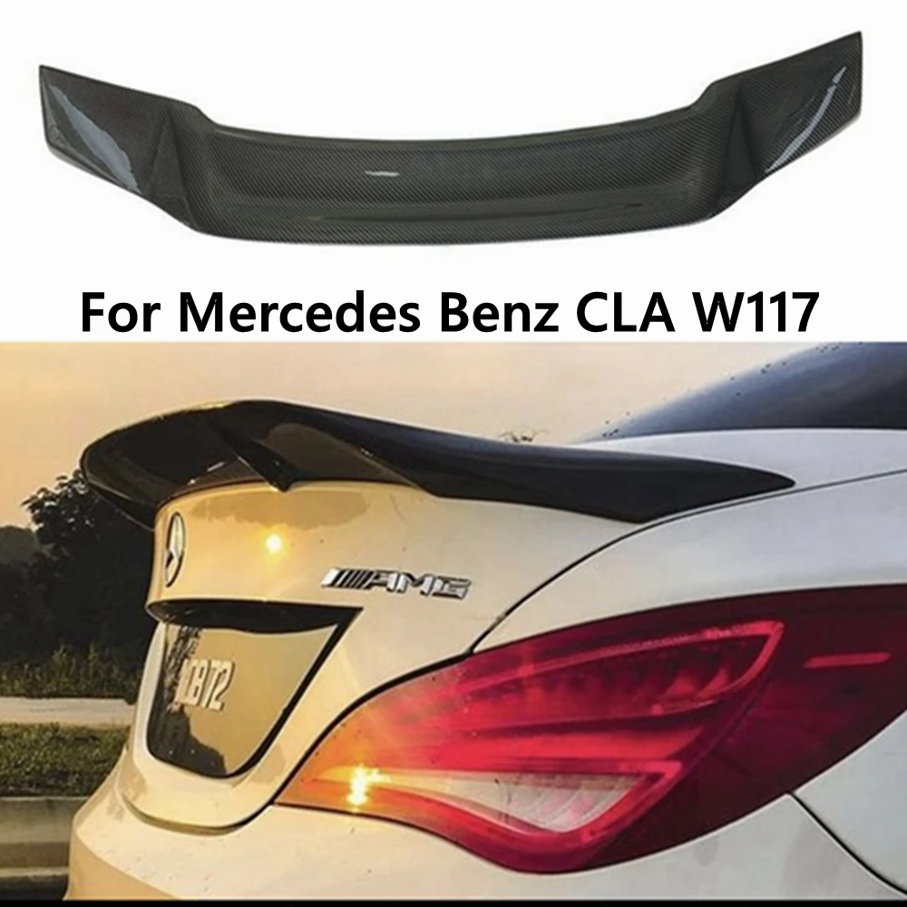 For  Mercedes-Benz CLA W117 C117 R Style Carbon Fiber Rear Spoiler Trunk Wing 2013-2019 FRP Forged carbon