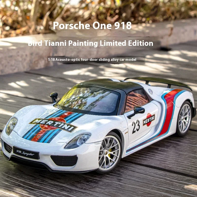 1:18 918 Martini Painted Limited Edition Alloy Diecast Car Model Collection of Hobby Ornaments Sound & Light Gift G97