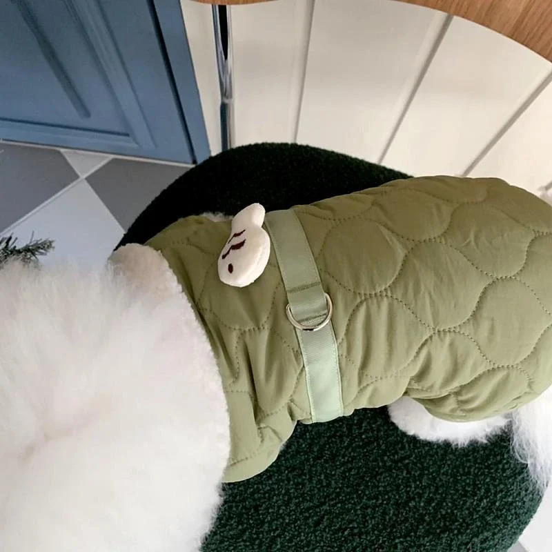 Pet Dog Solid Color Four Legged Cotton Coat Warm Dog Clothes Winter Teddy Button Up Shirt Beautiful Down Coat Than Bear