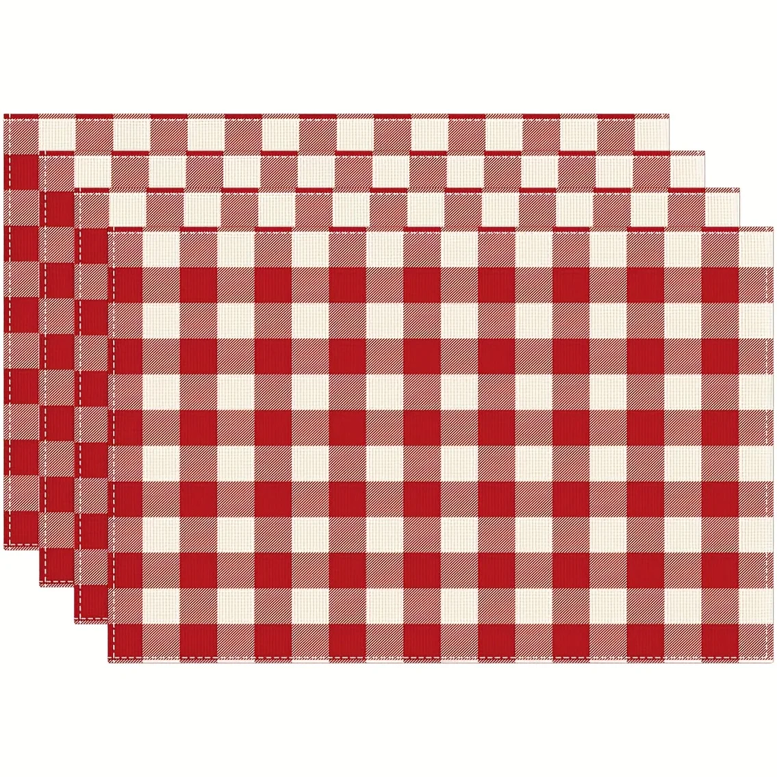 4pcs Red and White Buffalo Plaid Placemats for Everyday Holiday Anniversary Meals, Suitable for Home Kitchen Restaurant Party