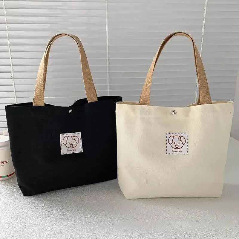 

Modern Neutral Style Canvas Bag Women's Handbag for Commuting Work Casual Use Soft Handle Magnetic Buckle Closure Foldable