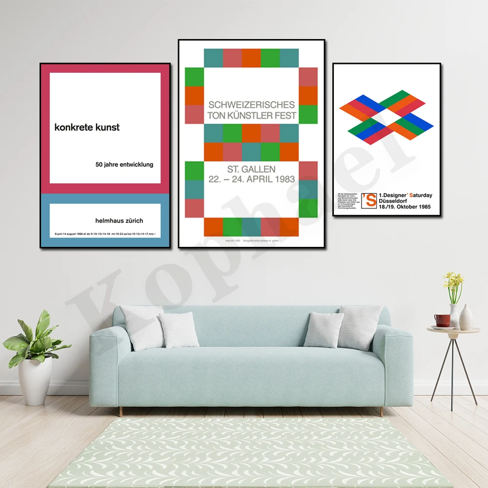 Max Bill 60's 80's Abstract Colorful Geometric Art Wall Decor Exhibition Poster