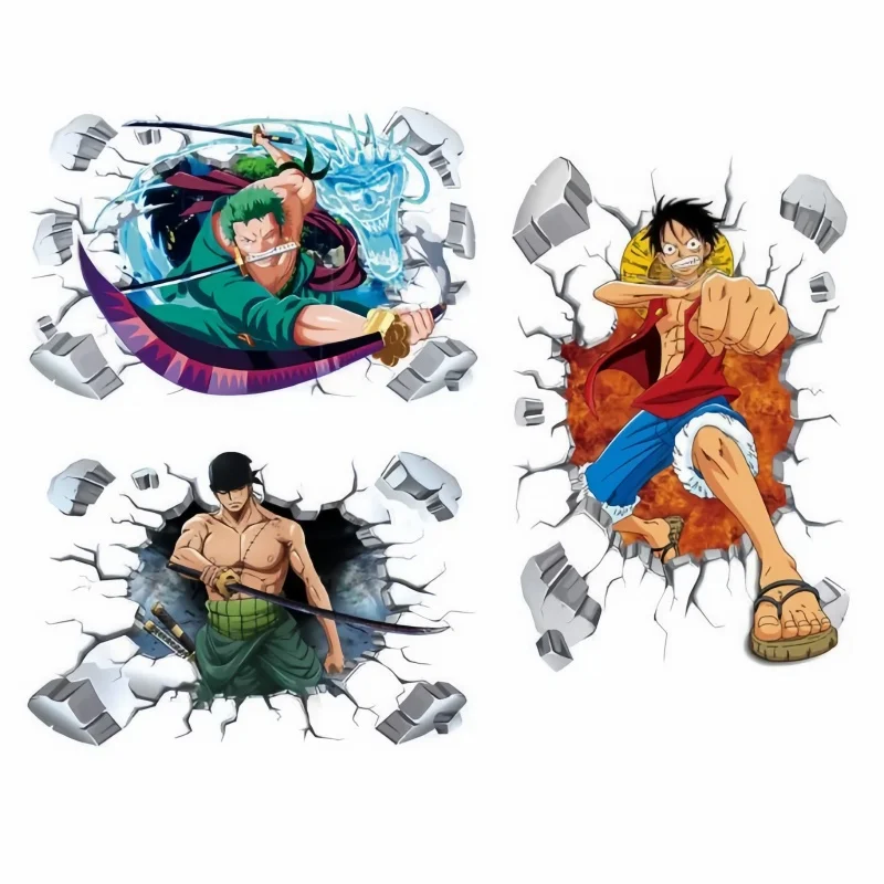 One Piece Luffy Car Window Stickers Anime Zoro Rear Windshield Decorative Stickers Cartoon Auto Scratch Masking Film Gifts