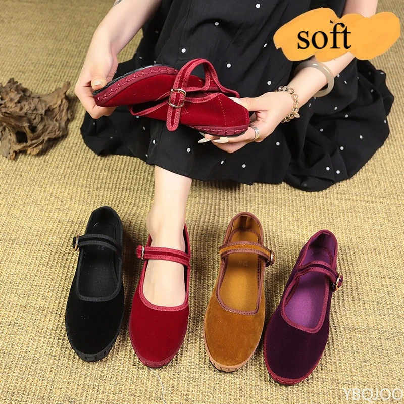 Spring summer autumn fashion retro suede outdoor beach women's flat shoes red gentle dress date versatile women's single shoes