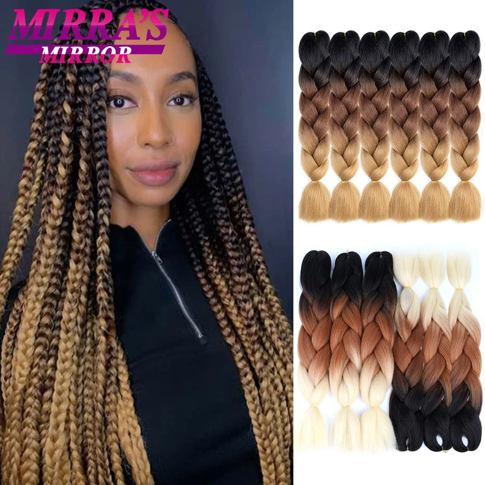 Jumbo Braiding Hair 6 Bundles Long Hair Extensions 24 Inch Ombre Synthetic Braids Hair Twist Braiding Hair for Women Wholesale