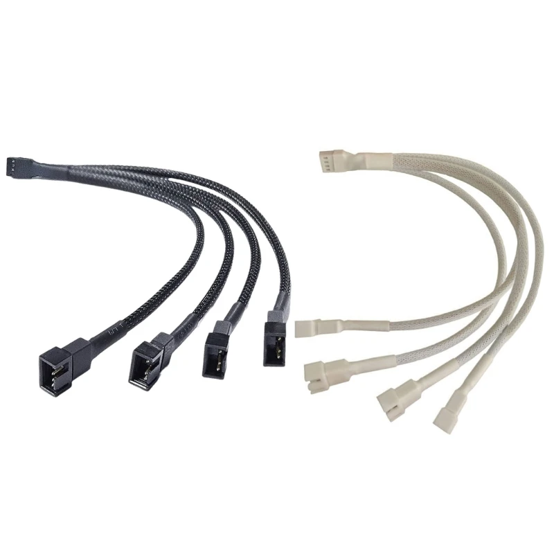 4Pin Fan Extension Cable Multi Fan Adapter Durability for 3pin 4pin Fan Cord