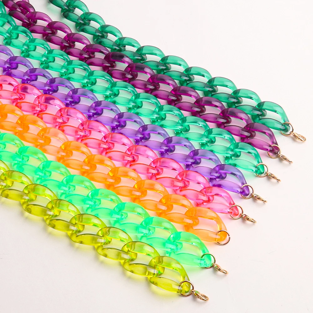 FishSheep Statement Bunte Acrylkette Choker-Halsketten für Frauen Boho Multi Color Big Chunky Link Collar Halskette Geschenk – Detail 2