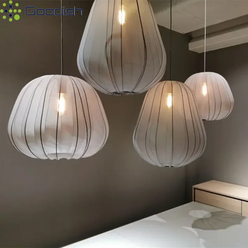 

Modern Simplicity E27 LED Pendant Lights Slik Pumpkin Art Hand-Knitted Creative Lamps for Restaurant Home Decoration Chandeliers