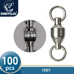 DNDYUJU 100pcs Heavy Duty Ball Bearing Fishing Connector Rolling Swivel Stainless Steel Solid Ring Fishing Accessories