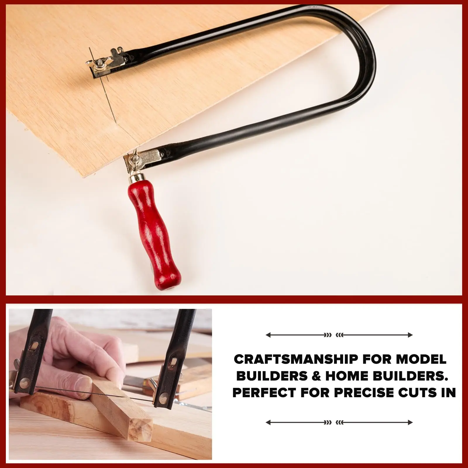 Soporte en U de 260mm para sierra manual, marco de copia manual con 8 hojas de sierra de repuesto para trabajo de madera, herramienta de corte DIY, 1 Uds. ﻿