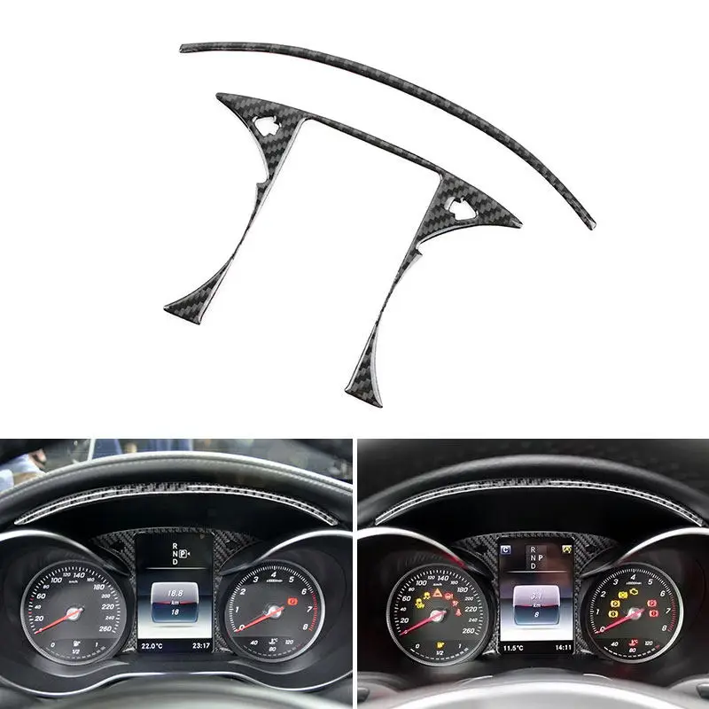 For Mercedes Benz C Class W205 2015-2021 Car Inner Dashboard Panel Instrument Speedometer Frame Cover Carbon Fiber Sticker Trim