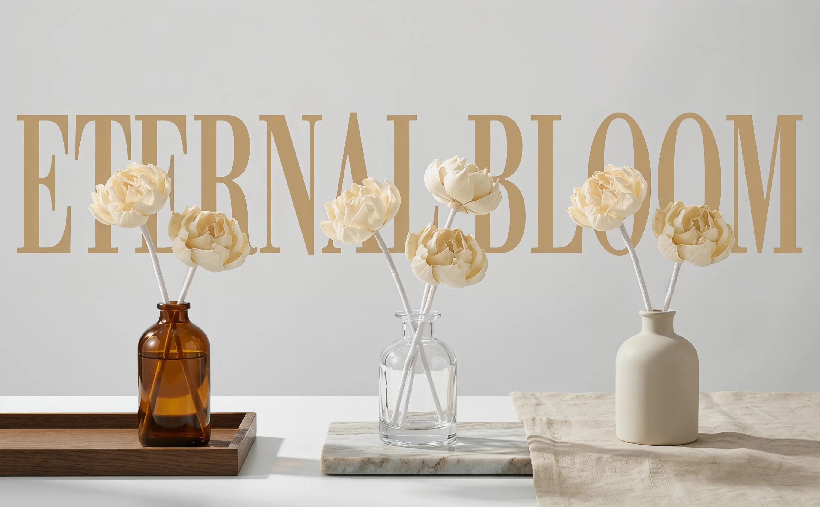 2Pcs Peony Flower Diffuser Cotton Wick Reed Diffuser Sticks Artificial Flowers Home Aroma Enhancer Boho Fragrance