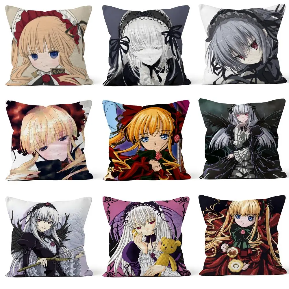 Anime Rozen Maiden Shinku Suigintou Cushion Cover Throw Pillow Soft Short Plush Cozy Durable For Sofa Bedroom Home Decor Gift