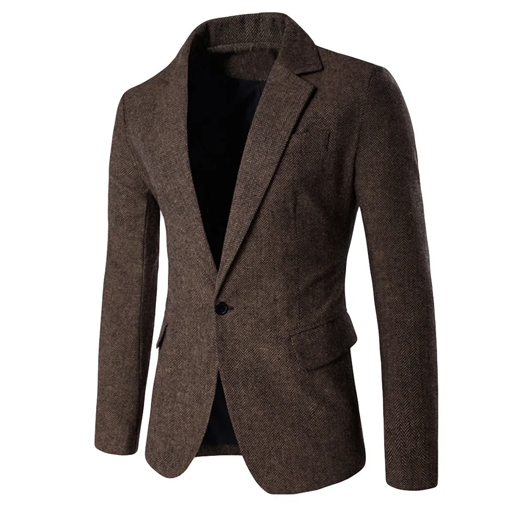 

New Fashion Spring and Autumn Casual Men Blazer Wool Blends Warm Coat Slim England Suit Blazer Masculino Male Jacket Blazer