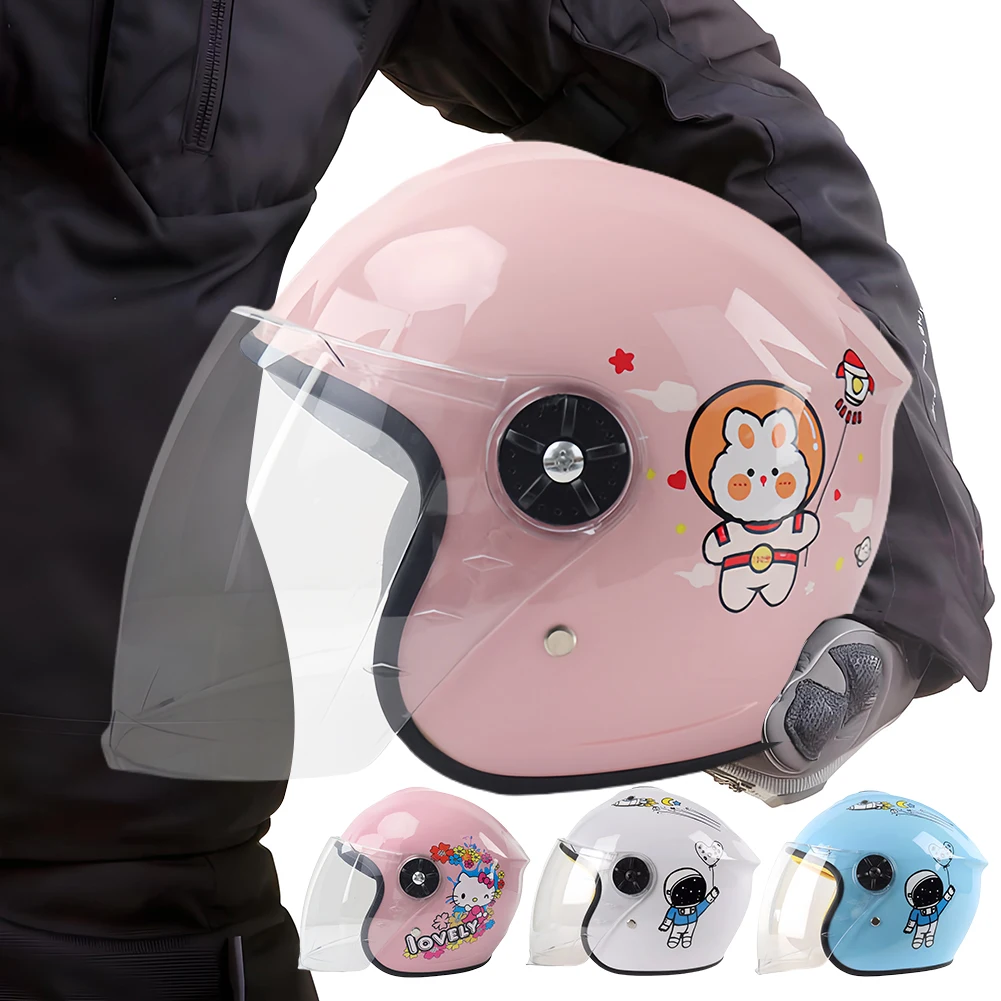 

Open Face Electric Bike Child Helmet Anti-Drop Moto Protective Safety Helmet Cartoon Electric Bicylce Helmet for Kids Boy Girls