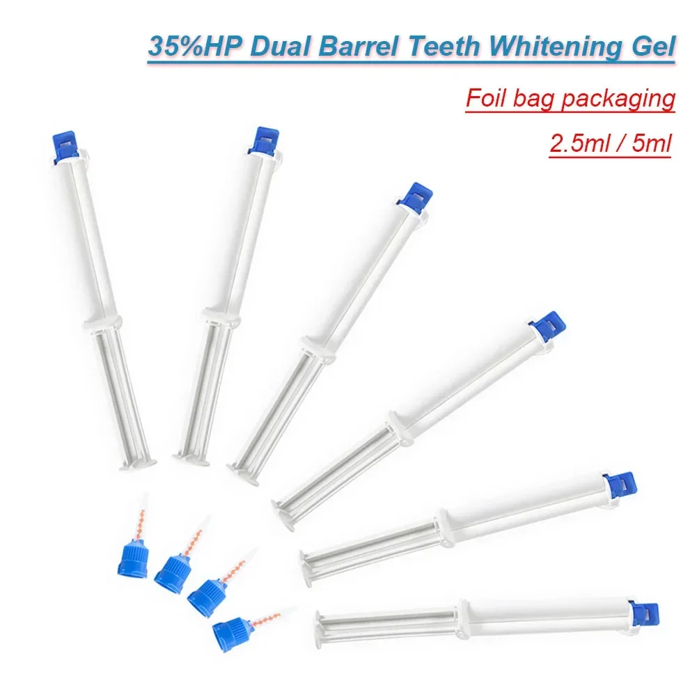 Professional 35HP Dual Barrel Teeth Whitening Gel Dental Clinic Gingival Barrier Tooth Bleach Whitener Hydrogen Peroxide 2.5/5ml