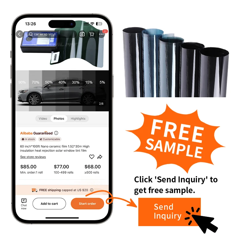 Kwaliteit OEM glasfolie tint 2-laags hoge heldere zonne-autoruitfolie zonne-autoruitfolie