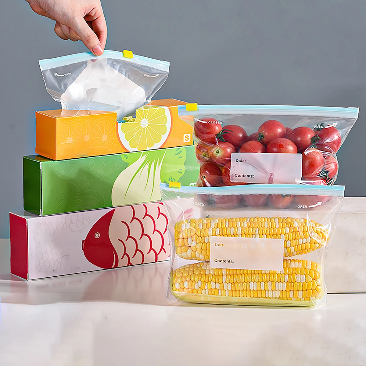 Reusable Storage Bags, Zipper Lock Bags, Food Grade Transparent Storage Bags