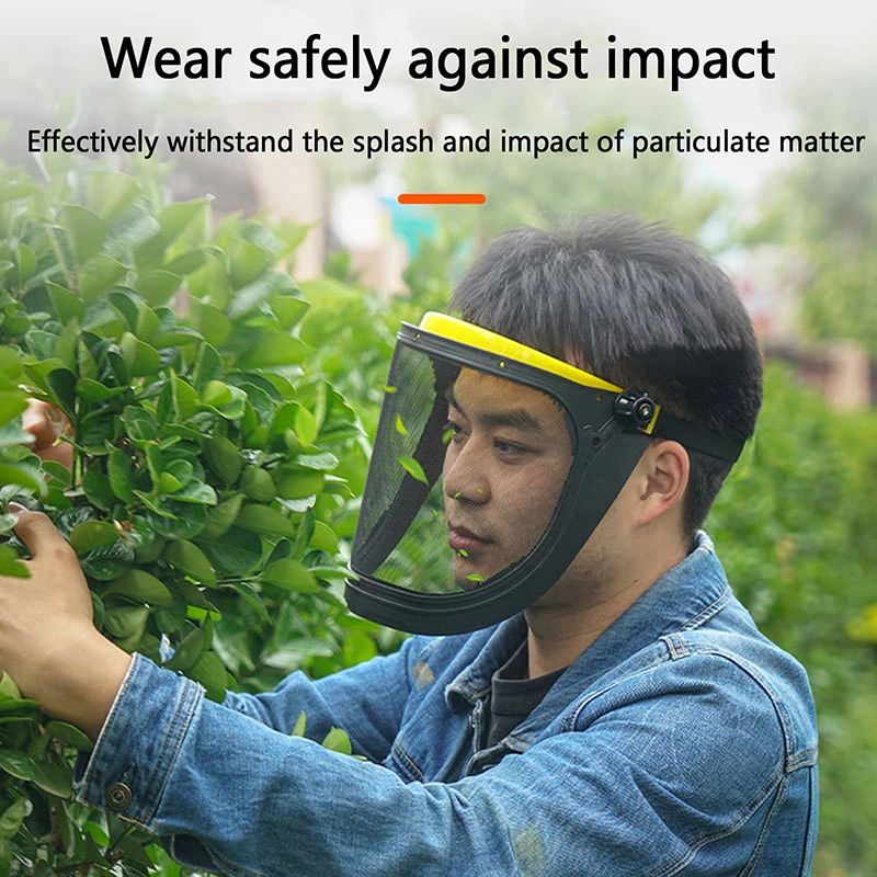 New Garden Grass Trimmer Safety Helmet Hat With Full Face Mesh Protective Mask For Logging Brush Cutter Forestry Protection