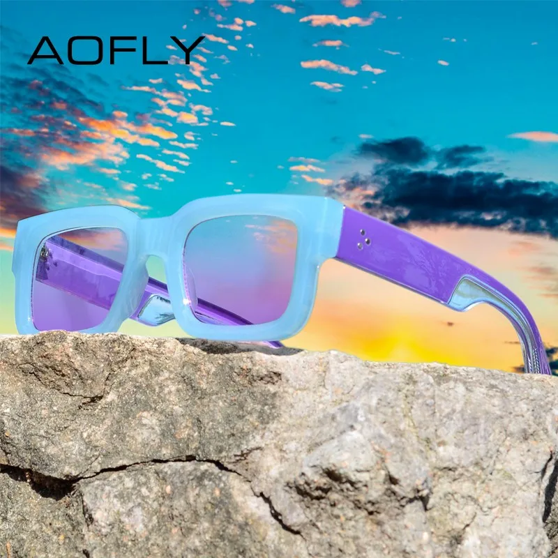 

AOFLY Fashion Small Rectangle Sunglasses Women Retro Leopard Shades UV400 Trending Square Sun Glasses Men oculos de sol feminino