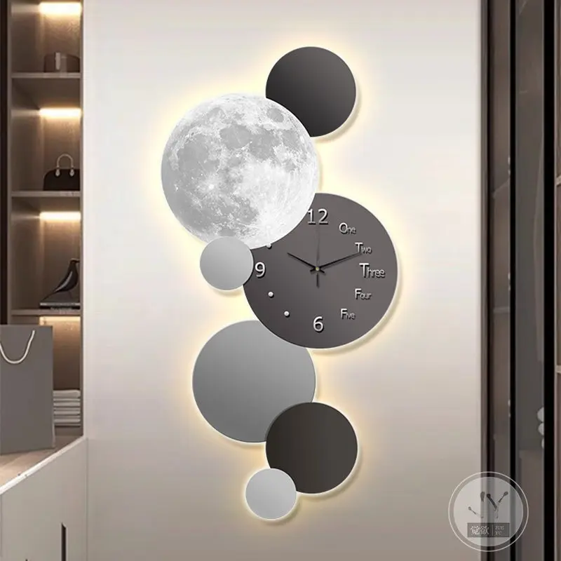Modern Entrance Hall Decorative Painting Wall Clock Abstract LED Digital Wall Clock Living Room Corridor Mute Clock Room Decor
