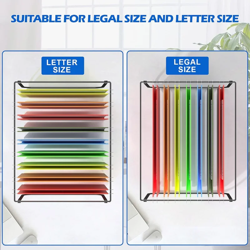Legal and Letter Size Hanging File Folder Frame,Holder Desktop Organizer,Metal Rack Filing Cabinet a
