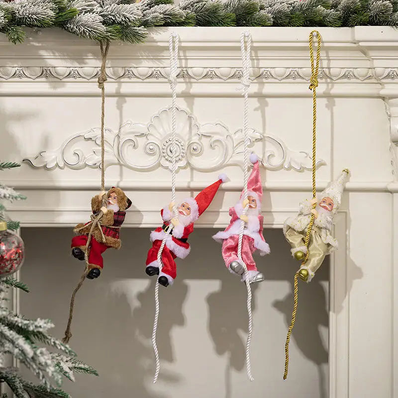 1pc decoração de natal papai noel corda de escalada pingente resina idosos boneca pingente corda de escalada pingente de idosos