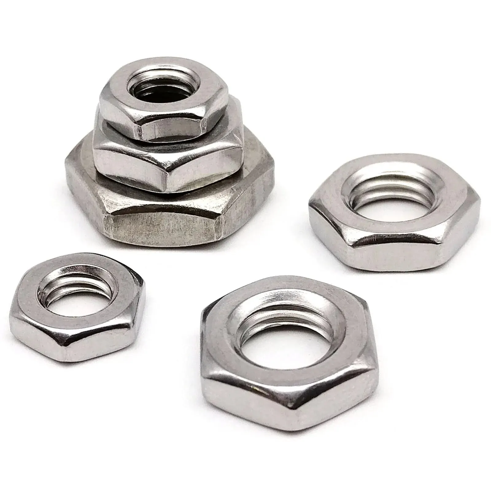 210pcs Hex Thin Nut Hexagon Jam Nut Set Mix M2 M2.5 M3 M4 M5 M6 M8 Assortment Kit Box 304 A2-70 Stainless Steel DIN439 GB6172