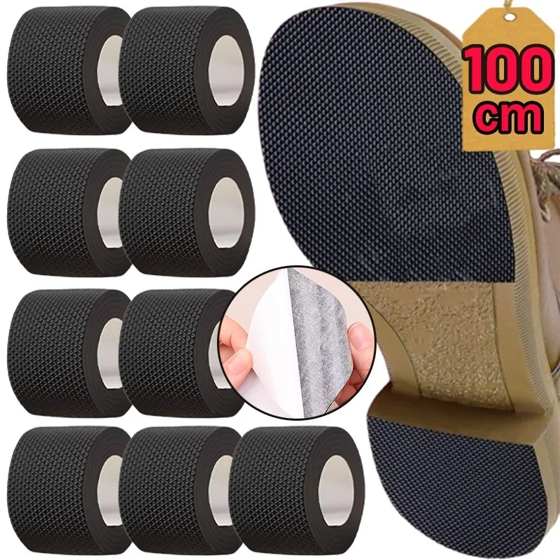 100CM Non-Slip Shoes Stickers Women Men Black No-Adhesive Heel Sole Protectors Soft Elastic Shoes Care Pads Fashion Accessories