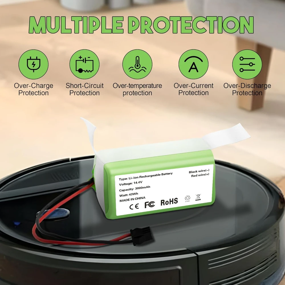 3000mAh 14.4V Battery For Deebot N79 N79S DN622, RoboVac 11 11S 15C 30C, Conga Excellence 990 950 1090, Netbot S14 S15