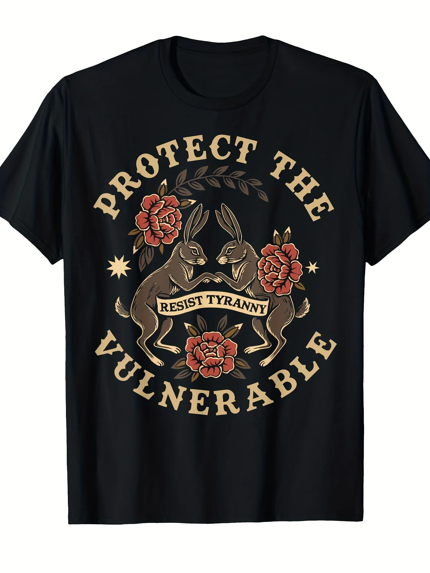 Men's T-Shirt with Rabbit Folk Art 