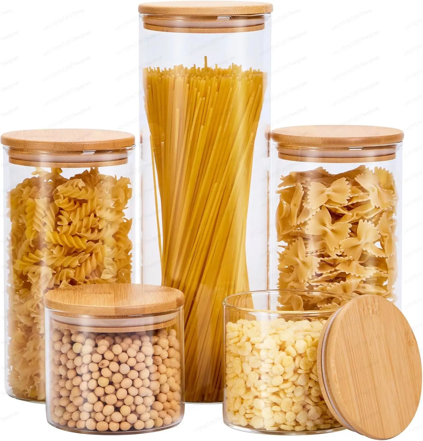 

8-Piece Household Modern Glass Spice Jar with Bamboo Lid, Household Kitchen Food Storage Container for Party Use