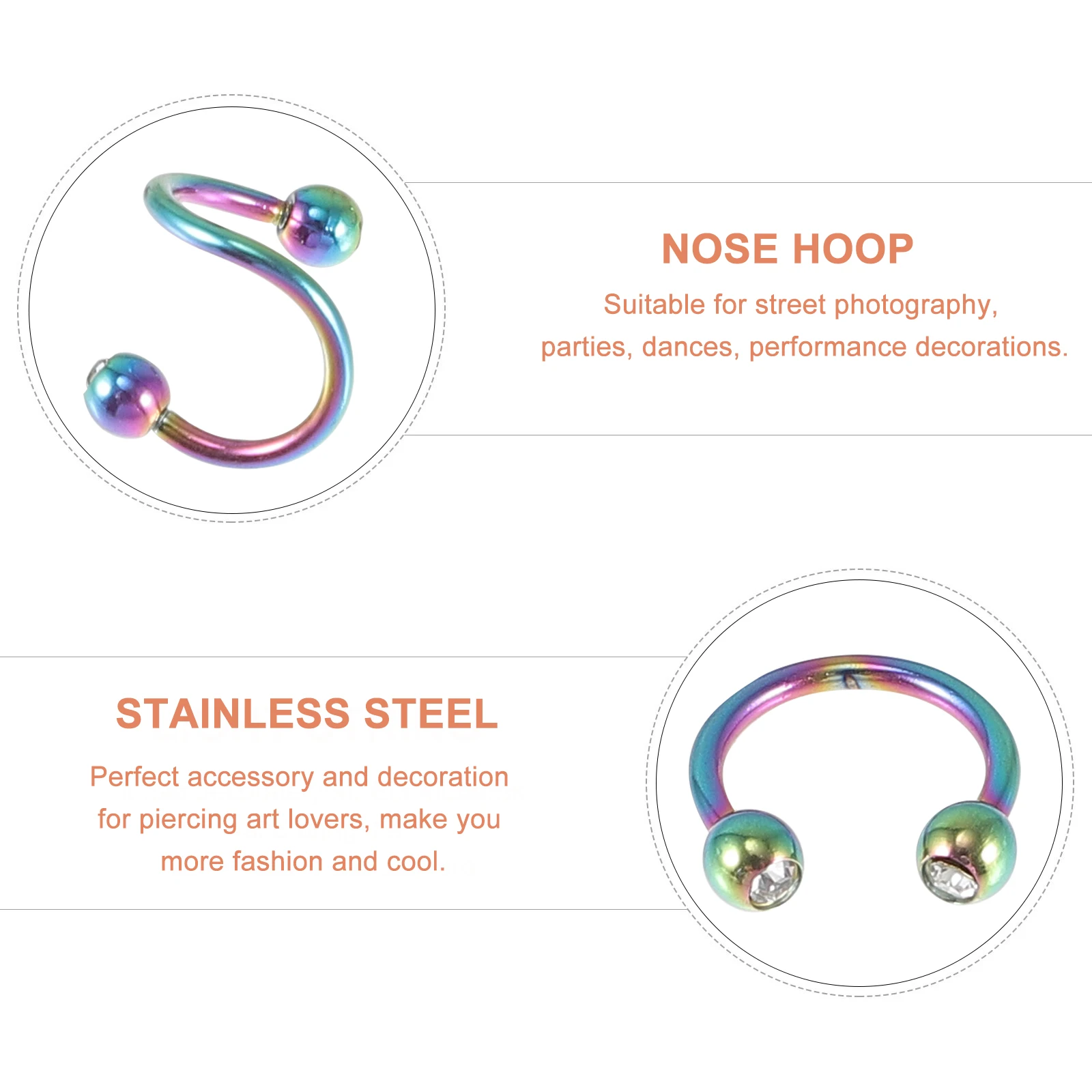 

40pcs Stainless Steel Studs Body Piercing Jewelry For Nose Ear Decorative Accessories Fashion