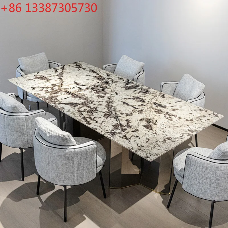 Snow Mountain Flying Fox Natural Marble Rectangular Living Room Home Luxury Stone Dining Table