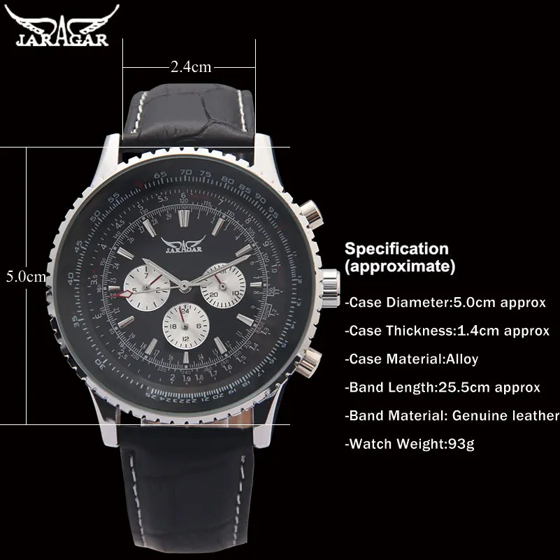 JARAGAR2023 Luxury Mechanical Watches Men Classic Automatic 6 Pin Calendar Big Dial Strap Wristwatch montre homme relojes suizos