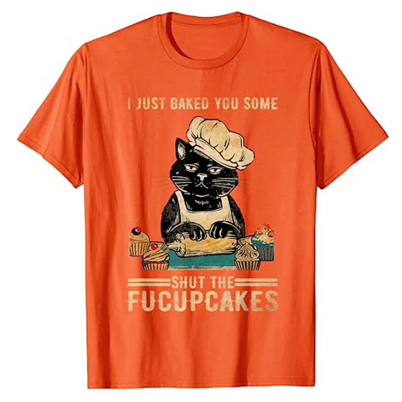 Ik Heb Net Wat Zwijgen Voor Je Gebakken De Fucupcakes T-Shirt Humor Grappige Vintage Retro Kattenliefhebber Tee-Top Schattige Eenhoorn Bakker Koekjes Kleding