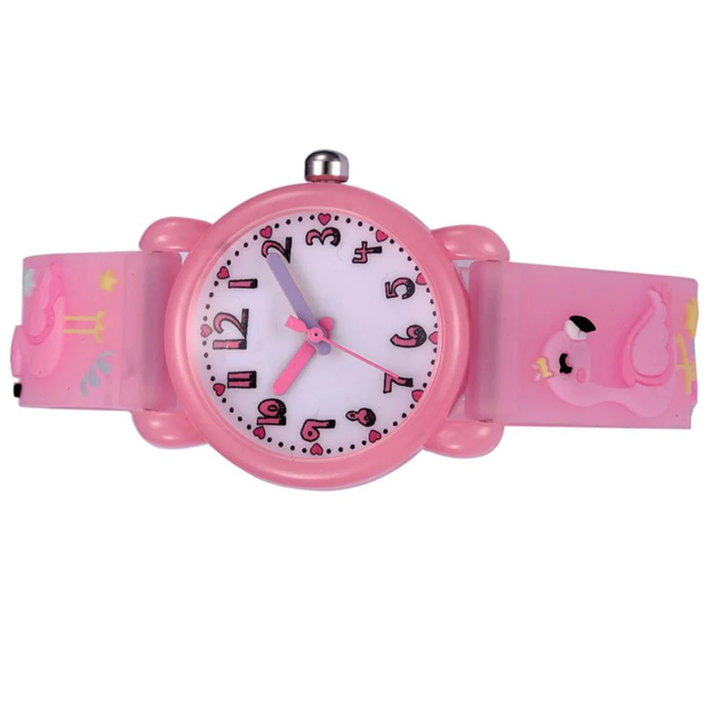 Waterproof 3D Kids Watch Flamingo Pattern Cartoon Wristwatch for Children Pink Durable Creative Gift Kids Watch