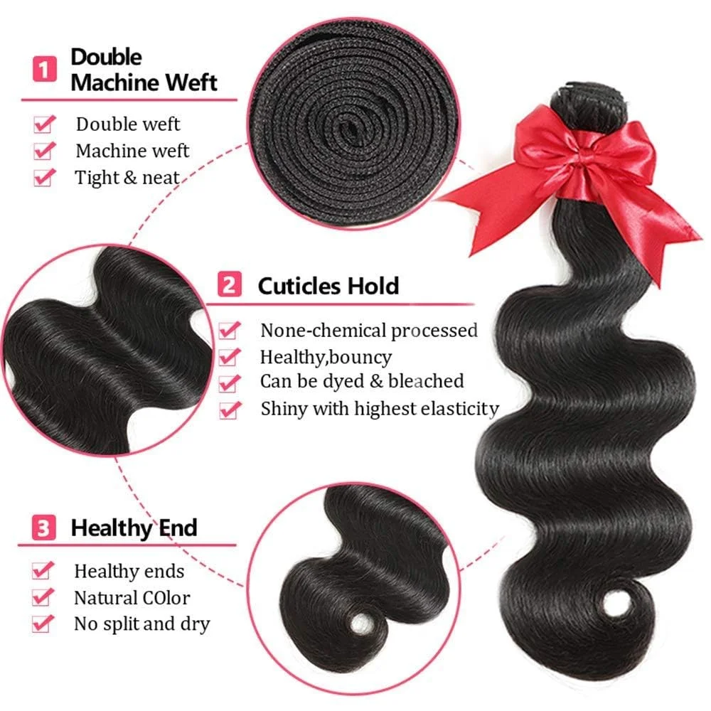 40 Inch Body Wave 3 4 Bundles Brazilian Remy Unprocessed Raw Virgin Human Hair Wavy Double Drawn Bundles Weave Extensions